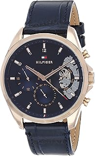 Montre tommy hilfiger baker pour hommes à cadrans multiples et bracelet en cuir