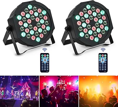 2 pièces 36led 72w disco rgb dmx512 lumières de scène avec télécommande