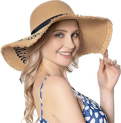 Chapeau de paille à larges bords pour femmes chapeau de soleil de plage