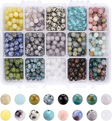 En perles environ 750 pièces de perles de pierres précieuses naturelles, perles naturelles en vrac de 6 mm, perles de pierre énergétique pour la fabrication de bijoux à faire soi-même. Diaytar : Le discount intelligent pour consommateurs avisés