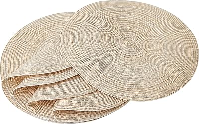 Napperons de table à manger ronds tressés de 15 pouces de diamètre, sets