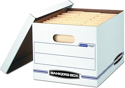 Boîte de rangement bankers avec couvercle relevable, lettre/légal, 12 x 10 x 15