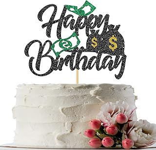 Innoru décoration de gâteau joyeux anniversaire en dollars - décoration de fête d'anniversaire sur le thème de la facture d'argent - fournitures de décoration de fête d'anniversaire pour adultes, paillettes noires. Simplifiez vos achats avec Diaytar, le e-commerce nouvelle génération