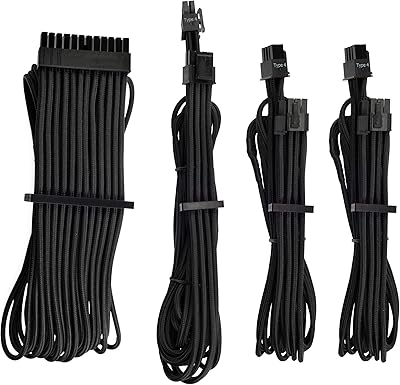 Kit de câbles d'alimentation premium emballés individuellement corsair - noir, garantie 2 ans