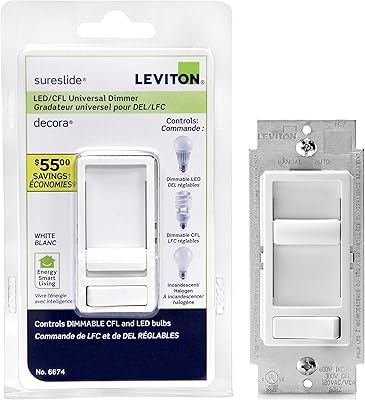 Lampe de poche led universelle leviton 6674-p0w sureslide et cfl/600 w, blanc