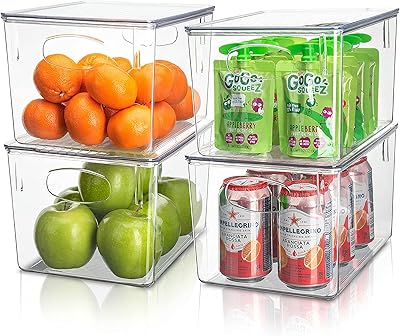 Bacs de rangement en plastique transparent sorbus avec couvercle bacs et d'organisation empilables