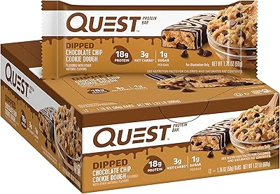 Barres protéinées aux pépites de chocolat quest nutrition, 12 pièces