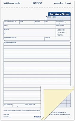 Formulaire de demande de travail d'installation facile top 3868, 5 2/3" x 8
