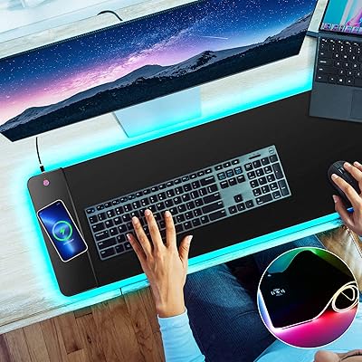 Grand tapis de souris de jeu rvb pour clavier et souris, tapis