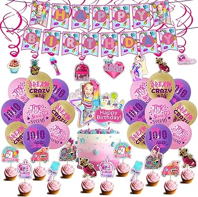 Fournitures de fête d'anniversaire jojo siwa, kit de décorations de fête jojo siwa