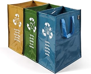 Pack de 3 conteneurs de recyclage souples perfect 0468d pour papier, verre