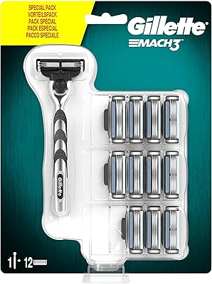 Rasoir pour homme gillette match 3 avec bandes lubrifiées + 12 lames