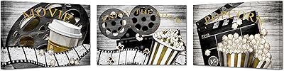 Ensemble de 3 toiles de scène de concept de cinéma vintage art mural