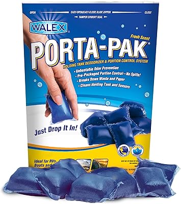 Déodorant pour camping-car walex black holding tank par porta-pak, parfum frais, 10 recharges