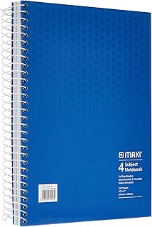 Maxi carnet, 4 sections, reliure spirale, couverture rigide, format 9,5 x 7 pouces