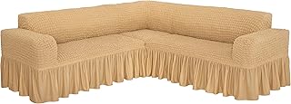 Housse de canapé en l fabien 6 places, 5,8 m, beige clair