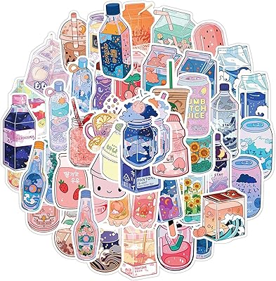 Autocollants de boisson de dessin animé pour bouteilles d'eau, 50 pièces, autocollants mignons