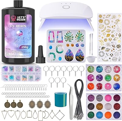 Kit de résine uv let's resin avec lumière, 153 pièces, kit de fabrication