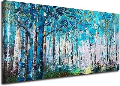 Ardemy impression sur toile murale avec paysage d'arbre bleu bouleaux modernes