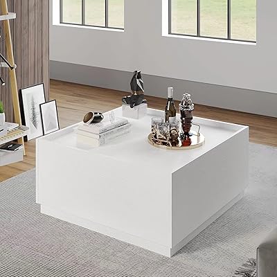 Table basse banane, table basse moderne avec 2 tiroirs pour salon et bureau