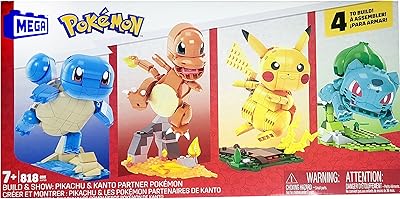 Ensemble de quatre pokémon mega constructs - pikachu, bulbasaur et carapuce - 818