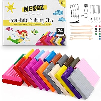 Pâte à modeler meigs pour enfants - argile polymère 24 couleurs avec outils
