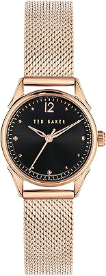 Montre à quartz ted baker avec bracelet en acier inoxydable, or rose, montre