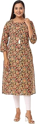 Vihan impex chemisier long kurta décontracté à imprimé floral indien pour femme, multicolore