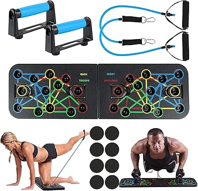 Planche de pompes multifonctionnelle 23 en 1 avec bandes de résistance, pliable, portable