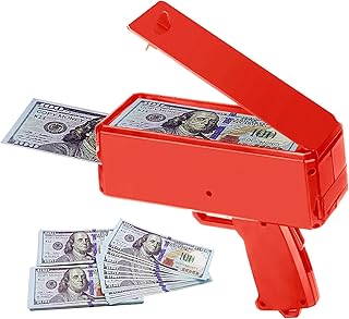 Skido paper money gun, jeu de pistolet à argent avec 100 pièces
