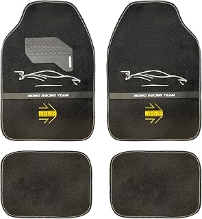 Tapis de voiture universels momo, lot de 4 pièces, noir et blanc