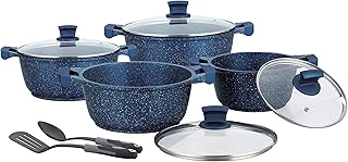 Batterie de cuisine wansour 10 pièces en fonte d'aluminium, granit et granit antiadhésif