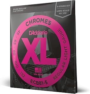 Cordes pour guitare basse d'addario xl flat chrome ecb81-5 5
