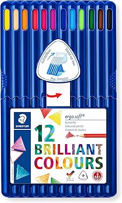 Crayons de couleur stedtler ergosoft, ensemble de 12 couleurs dans un étui