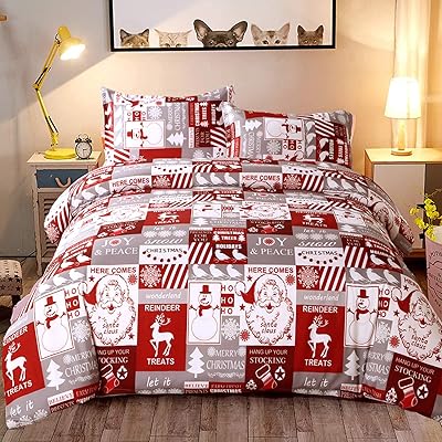 Parure de lit de noël avec housse de couette pour double 2 pièces