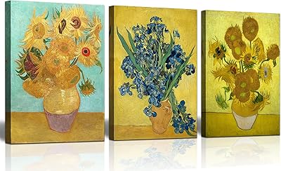3 panneaux tournesols et iris par vincent van gogh reproduction moderne de peintures