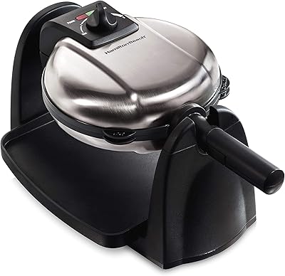 Gaufrier belge pliable hamilton beach avec plaques de cuivre antiadhésives amovibles en céramique
