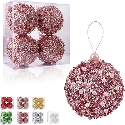 Ensemble de boules de noël incassables en or rose de 4,25 pouces