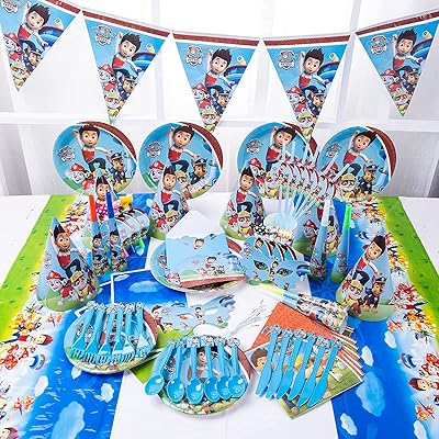 Vaisselle highland 142 pièces paw patrol pour 10 invités jetable