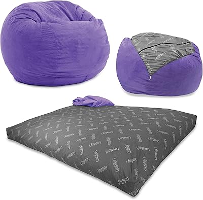 Fauteuil poire en chenille cordaroise, fauteuil poire transformable en lit, comme on le voit