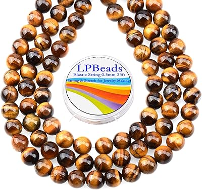 Perles lp 80 pièces de perles en pierre d'oeil de tigre jaune naturel