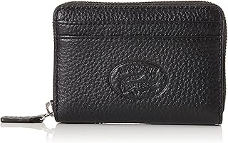 Petit sac à monnaie zippé en cuir grainé croco, noir par lacoste, noir