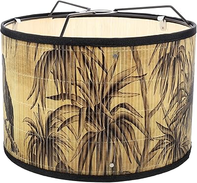 Homoyu abat-jour décoratif tambour vintage, lustre léger à clipser sur abat-jour en bambou