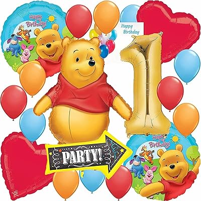 Ballons d'anniversaire sous licence anagram, winnie l'ourson personnalisé, ensemble thématique, accessoires de fête
