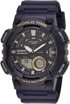 Montre casio anadige pour homme avec bracelet en caoutchouc - aeq-110w-2avef
