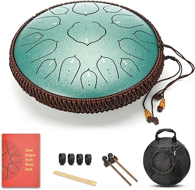 Tambour de thérapie de langue en acier 15 feuilles de notes 14"
