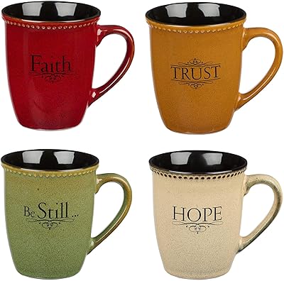 Ensemble de tasses à café thé en grès au design rustique avec versets