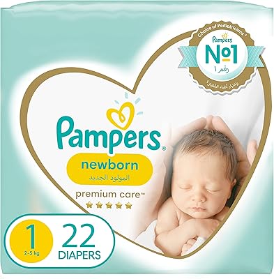 Couches pampers premium care, taille 1, nouveau-né, 2-5 kg, pack maternité, 22 couches