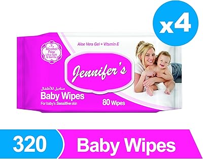 Lingettes pour bébé jennifer's 80 lingettes paquet de 4 320 lingettes au total