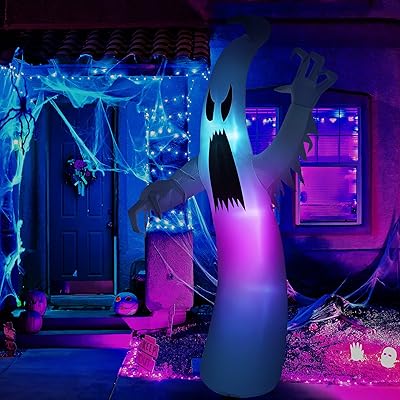 Décorations d'halloween gonflables extérieures de 12 pieds fantôme géant décorations pour jardin
